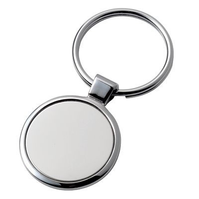 ROUND MATT SILVER METAL KEYRING