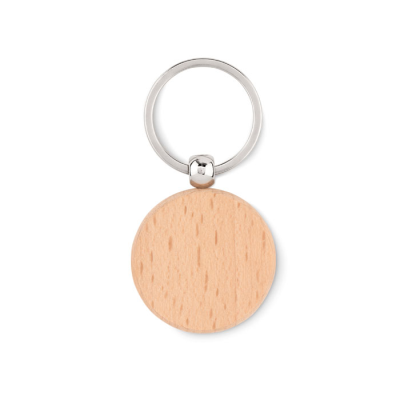 ROUND WOOD KEYRING in Brown