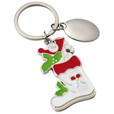 SANTA STOCKING METAL KEYRING