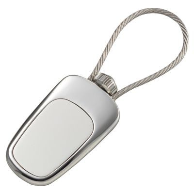 SATIN SILVER METAL CABLE KEYRING