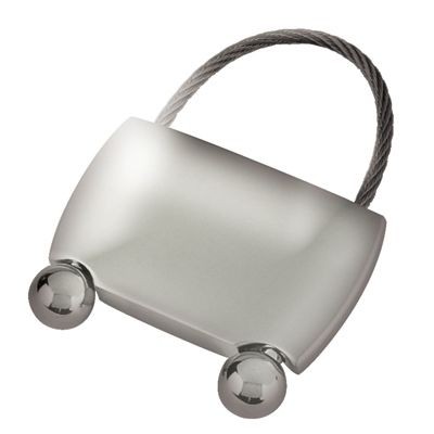 SILVER CHROME METAL LOCKING CABLE KEYRING