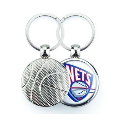 SILVER COLOUR METAL KEYRING in Basketball Design