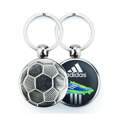 SILVER COLOUR METAL KEYRING in Football Design