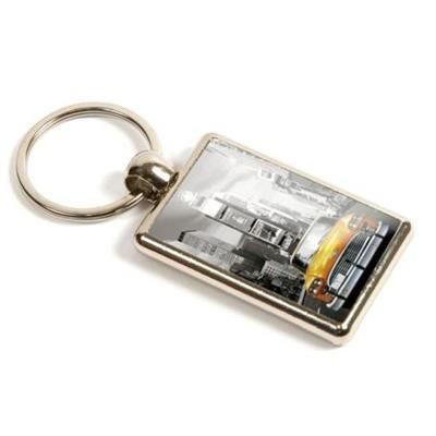 SILVER COLOUR METAL KEYRING with Full Colour Branding to Both Sides