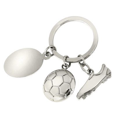 SILVER METAL FOOTBALL KEYRING