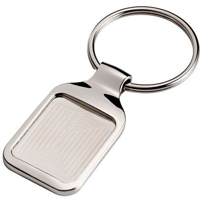 SILVER METAL RECTANGULAR KEYRING