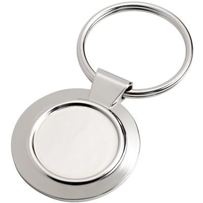 SILVER METAL ROUND KEYRING