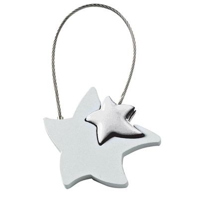 SILVER STAR METAL KEYRING in Silver