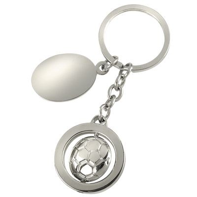 SPINNING FOOTBALL KEYRING in Silver Metal