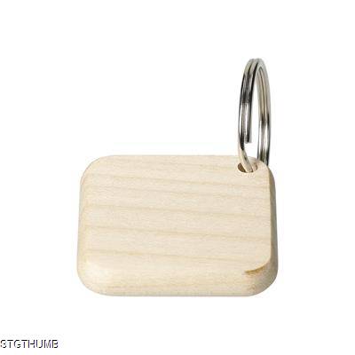 SQUARE WOOD KEYRING MAPLE in Natural