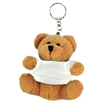 TEDDY BEAR KEYRING in Brown with White Tee Shirt