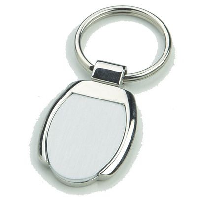 TOLEDO SHINY SILVER METAL KEYRING with Matt Metal Inlay