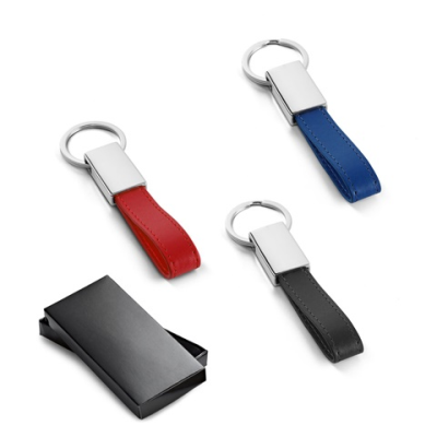 WATOH ROUND METAL & PU KEYRING