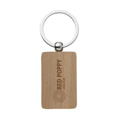 WOODKEY RECTANGULAR KEYRING CHAIN in Wood