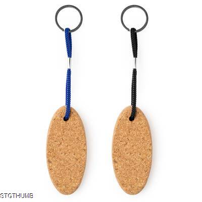 YATE OVAL FLOATING NATURAL CORK KEYRING CHAIN with Durable Polyester Rope