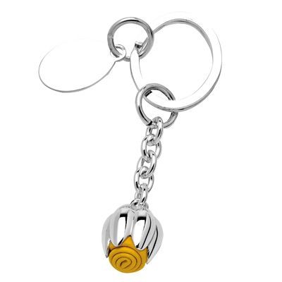 YELLOW METAL TULIP KEYRING in Silver