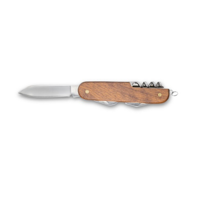 BELPIANO MULTIFUNCTION POCKET KNIFE in Stainless Steel Metal & Wood in Natural