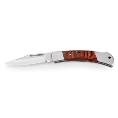 FALCON II POCKET KNIFE in Stainless Steel Metal & Wood in Dark Natural