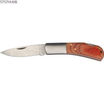 FOLDING KNIFE with Wood Handle in Brown