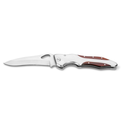 LAWRENCE POCKET KNIFE in Stainless Steel Metal & Wood in Dark Natural