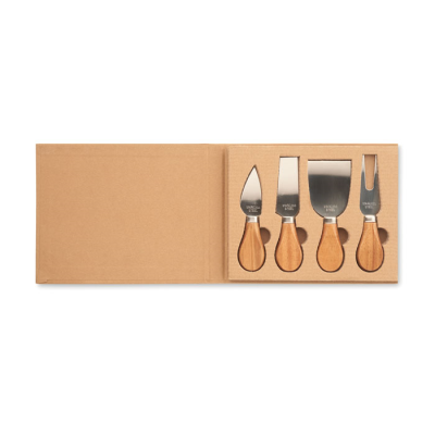 SET OF 4 CHEESE KNIVES in Brown