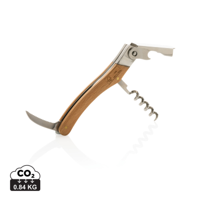 WOOD CORKSCREW BOTTLE OPENER in Brown