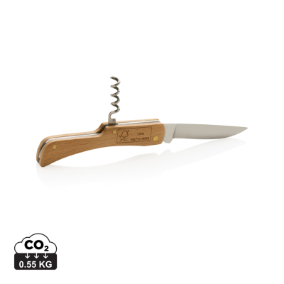WOOD KNIFE with Bottle Opener in Brown