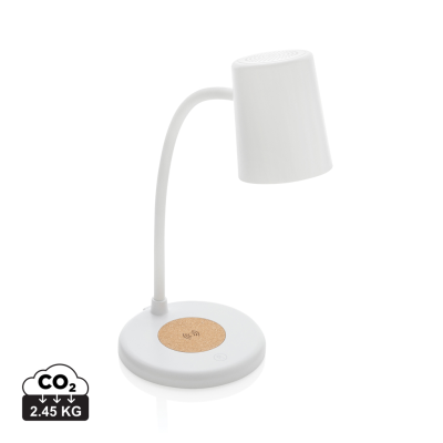 ZENARA RCS RECYCLED PLASTIC AND CORK 15W CORDLESS DESK LAMP in White