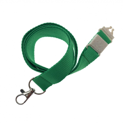 20MM FLAT RECYCLED PET LANYARD in Green PMS 355 (Uk Stock)