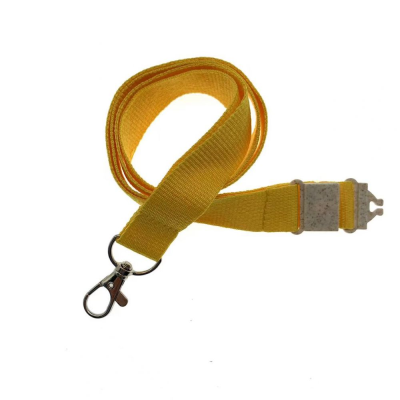 20MM FLAT RECYCLED PET LANYARD in Yellow PMS 109 (Uk Stock)