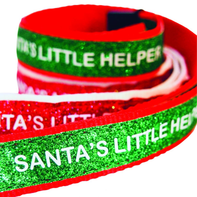 20MM PRE-PRINTED CHRISTMAS GLITTER LANYARD in White & Red (Uk Stock)