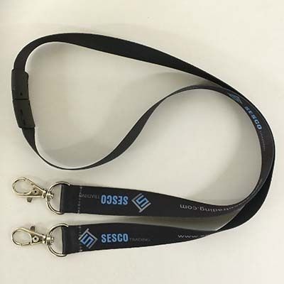 FLAT POLYESTER LANYARD DOUBLE-ENDED with Safety Break