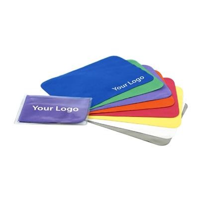 CUSTOM FULL COLOR MICROFIBRE LEN & SCREEN CLEANING CLOTH in Vinyl Pouch- Multi Sizes