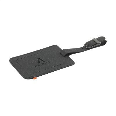 BONDED LEATHER LUGGAGE TAG in Black