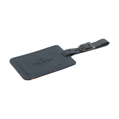 BONDED LEATHER LUGGAGE TAG in Dark Blue