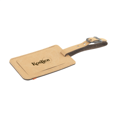 BONDED LEATHER LUGGAGE TAG in Taupé