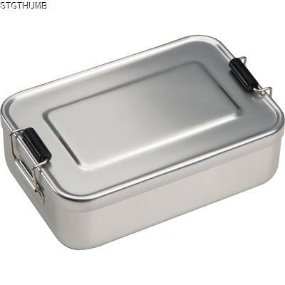 ALUMINIUM LUNCH BOX with Closure in Silvergrey