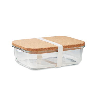 GLASS LUNCH BOX with Cork Lid in White