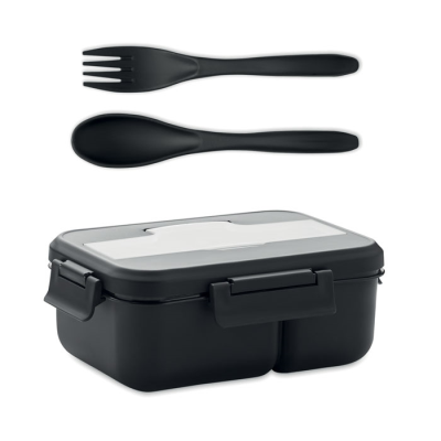 LUNCH BOX with Cutlery in PP in Black