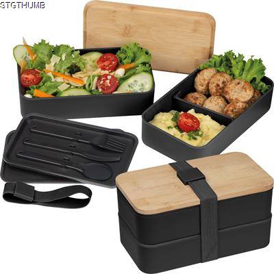 LUNCH BOX with Two Compartments in Black