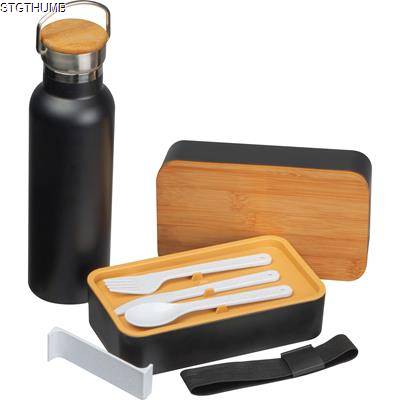 LUNCH SET VACUUM FLASK & BOX in Black