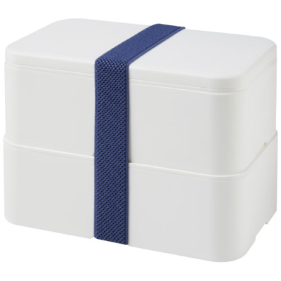 MIYO DOUBLE LAYER LUNCH BOX in Blue & White & White