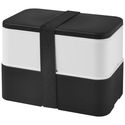 MIYO DOUBLE LAYER LUNCH BOX in Solid Black & White & Solid Black