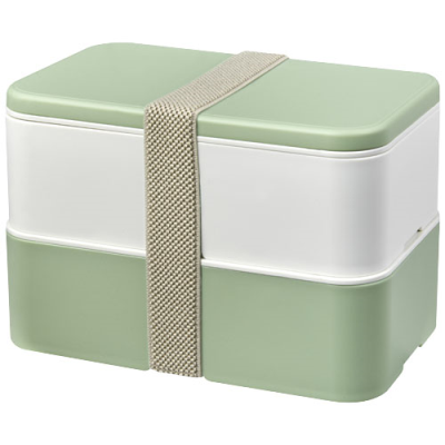 MIYO RENEW DOUBLE LAYER LUNCH BOX in Ivory White & Seaglass Green & Pebble Grey