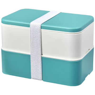 MIYO RENEW DOUBLE LAYER LUNCH BOX in Ivory White & White & Reef Blue