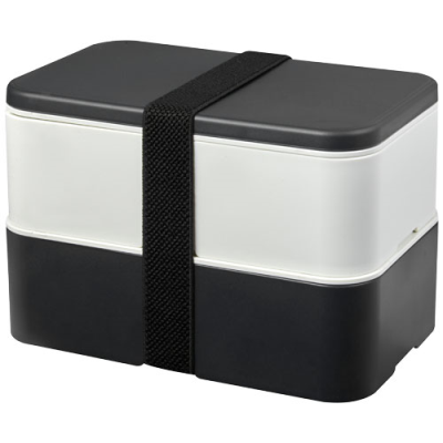 MIYO RENEW DOUBLE LAYER LUNCH BOX in Solid Black & Granite & Ivory White