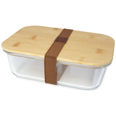 ROBY GLASS LUNCH BOX with Bamboo Lid in Natural & Transparent Clear Transparent