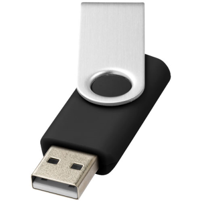 ROTATE-BASIC 2GB USB FLASH DRIVE in Solid Black & Silver