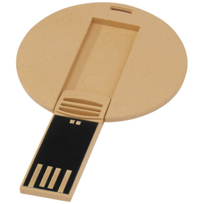 ROUND DEGRADABLE USB in Kraft Brown