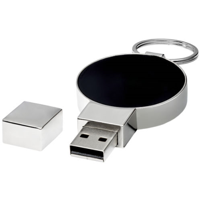 ROUND LIGHT-UP USB in Blue & Solid Black & Silver